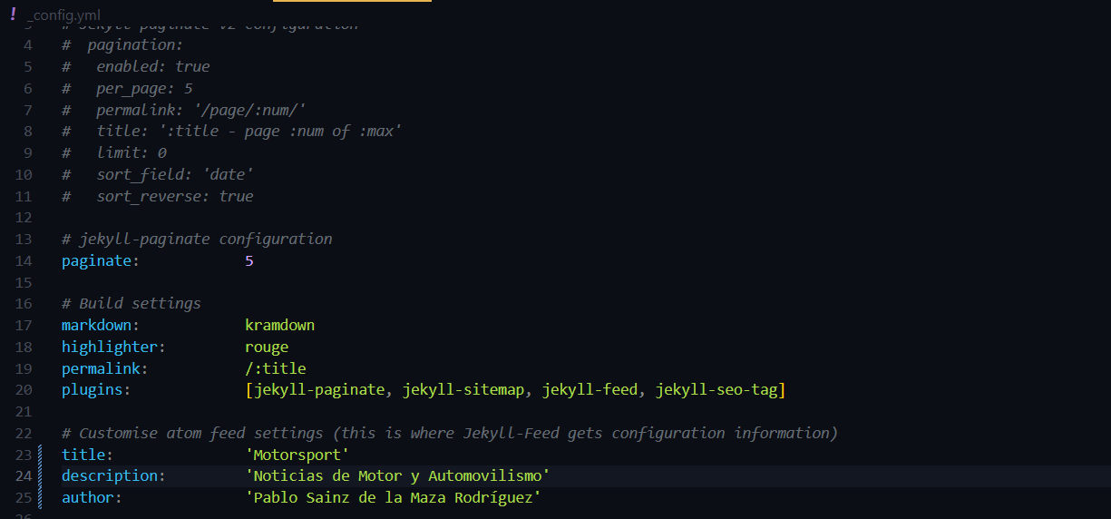 Vista del archivo _config.yml